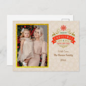 金ゴールドメリークリスマス&ハッピーニューイヤー&スノーフレーク ポストカード (正面/裏面)