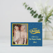 金ゴールドメリークリスマス&ハッピーニューイヤー&スノーフレーク ポストカード (スタンド正面)