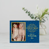 金ゴールドメリークリスマス&ハッピーニューイヤー&スノーフレーク 箔シーズンポストカード (立ち正面)