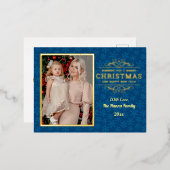 金ゴールドメリークリスマス&ハッピーニューイヤー&スノーフレーク 箔シーズンポストカード (正面/裏面)