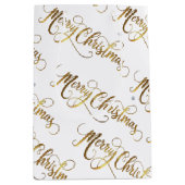 金ゴールドメリークリスマス ミディアムペーパーバッグ (正面)