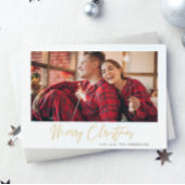 金ゴールドメリークリスマス |赤い格子縞の写真 シーズンカード