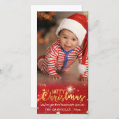 金ゴールドメリークリスマス、金ゴールド&ホワイトライト シーズンカード (正面/裏面)