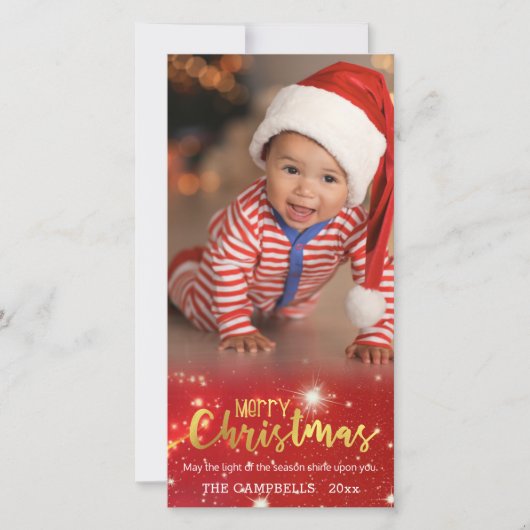 金ゴールドメリークリスマス、金ゴールド&ホワイトライト シーズンカード (正面)