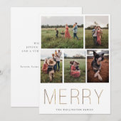 金ゴールドメリーフモダンォトコラージュホリデーカード シーズンカード (正面/裏面)