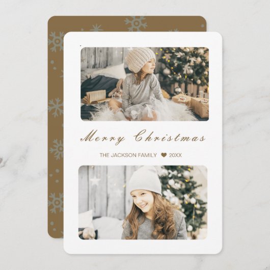金ゴールドメリーモダンクリスマス2写真 シーズンカード (正面/裏面)