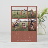 金ゴールドメリーモダンコラージュホリデーカードレッド シーズンカード (スタンド正面)