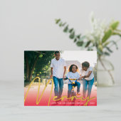 金ゴールドメリー手書赤グラデーション写真 箔シーズンポストカード (立ち正面)