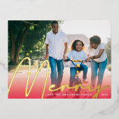 金ゴールドメリー手書赤グラデーション写真 箔シーズンポストカード (正面)