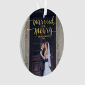 金ゴールドメリー&結婚した  |フォトホリデーオーナメント オーナメント (正面)