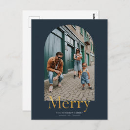 金ゴールドメリーArch Frameフォトクリスマスポストカード ポストカード