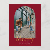 金ゴールドメリーArch Frameフォトクリスマスポストカード ポストカード (正面)