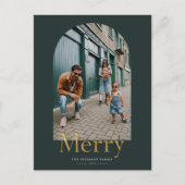 金ゴールドメリーArch Frameフォトクリスマスポストカード ポストカード (正面)