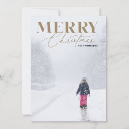 金ゴールドメリーScript Serifクリスマスポートレート写真 シーズンカード