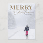 金ゴールドメリーScript Serifクリスマスポートレート写真 シーズンポストカード (正面)