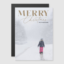金ゴールドメリーScript Serifクリスマスポートレート写真 マグネット招待状