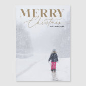 金ゴールドメリーScript Serifクリスマスポートレート写真 マグネット招待状 (正面)