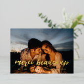 金ゴールドメルシーボークープターありがとう写真カード 箔招待状 (立ち正面)