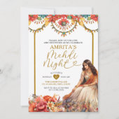 金ゴールドメンディナイトインディアンドルキパスキタンフローラ 招待状 (正面)