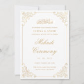 金ゴールドメンディヘンナイスラム結婚教徒 招待状 (正面)