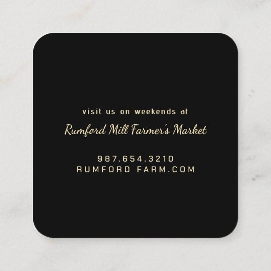 金ゴールドメープルリーフを黒メープルシロップで破線縁ど スクエア名刺 (裏面)