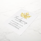 金ゴールドメープルリーフサンクスギビングディナー 箔招待状 (回転した状態)