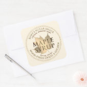 金ゴールドメープルリーフメープルシロップ編集可能ラベル スクエアシール (封筒)