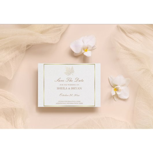 金ゴールドメープルリーフ日付ポストカードの保存 案内ポストカード