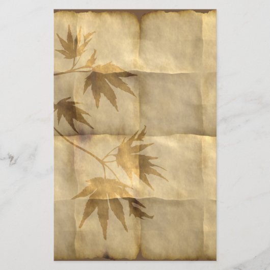 金ゴールドメープル葉オンパーチメント紙エレガント 便箋 (正面)