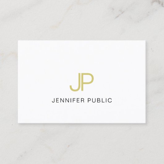 金ゴールドモエレガントノグラムデザイントレンディーモダンプレーン 名刺 (正面)