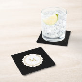 金ゴールドモエレガントノグラム（黒） スクエアペーパーコースター (インサイチュ)