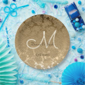 金ゴールドモエレガントノモダングラム ペーパープレート (パーティー)