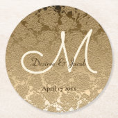 金ゴールドモエレガントノモダングラム ラウンドペーパーコースター (正面)