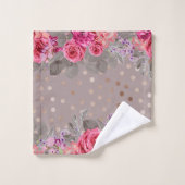 金ゴールドモカドットフローラタオルセット バスタオルセット (ウォッシュタオル)