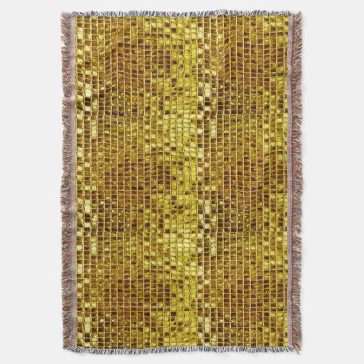 金ゴールドモザイクエレガントグラムエステティックラグジュアリーモダン スローブランケット (正面縦)