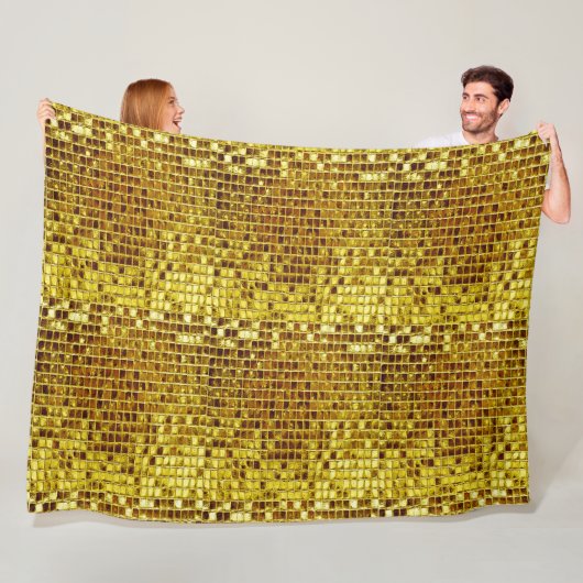 金ゴールドモザイクエレガントグラムエステティックラグジュアリーモダン フリースブランケット (インサイチュ)