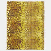 金ゴールドモザイクエレガントグラムエステティックラグジュアリーモダン フリースブランケット (正面)