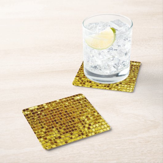 金ゴールドモザイクタイルエレガントグモダンラグリー スクエアペーパーコースター (インサイチュ)