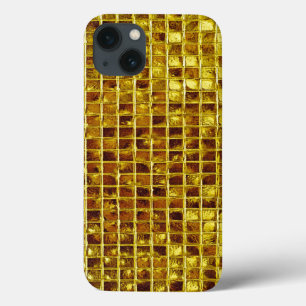 金ゴールドモザイクタイルエレガントグモダンラグリー iPhone 13ケース