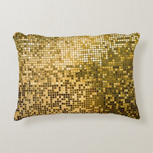 金ゴールドモザイク：四角タイルのテクスチャ。 アクセントクッション (正面)
