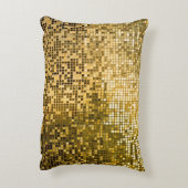 金ゴールドモザイク：四角タイルのテクスチャ。 アクセントクッション (裏面(縦))
