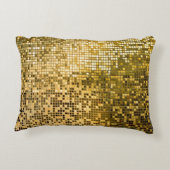 金ゴールドモザイク：四角タイルのテクスチャ。 アクセントクッション (裏面)