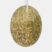 金ゴールドモザイク：四角タイルのテクスチャ。 ガラスオーナメント (正面右)