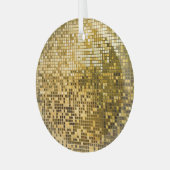 金ゴールドモザイク：四角タイルのテクスチャ。 ガラスオーナメント (正面左)