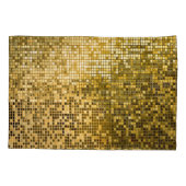 金ゴールドモザイク：四角タイルのテクスチャ。 枕カバー (裏面)