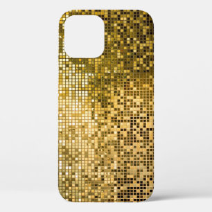 金ゴールドモザイク:四角タイルのテクスチャ。 iPhone 12ケース
