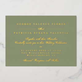 金ゴールドモスグリーンフォーマル書道エレガント 箔招待状