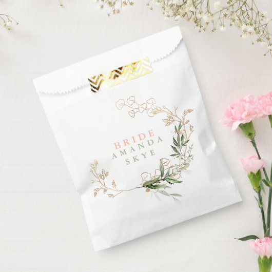 金ゴールドモスユーカリモダン抽象芸術ブライダルシャワー フェイバーバッグ (封をした状態)