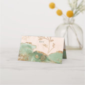 金ゴールドモスユーカリ |モダン抽象芸術水色 プレイスカード (裏面)