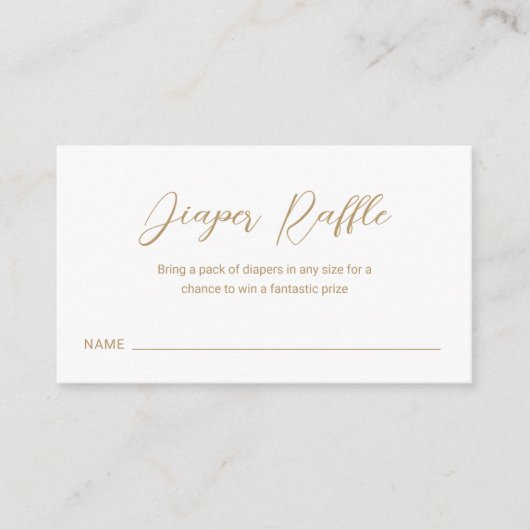 金ゴールドモダンおむつラッフルシンプルベビーシャワー エンクロージャーカード (正面)